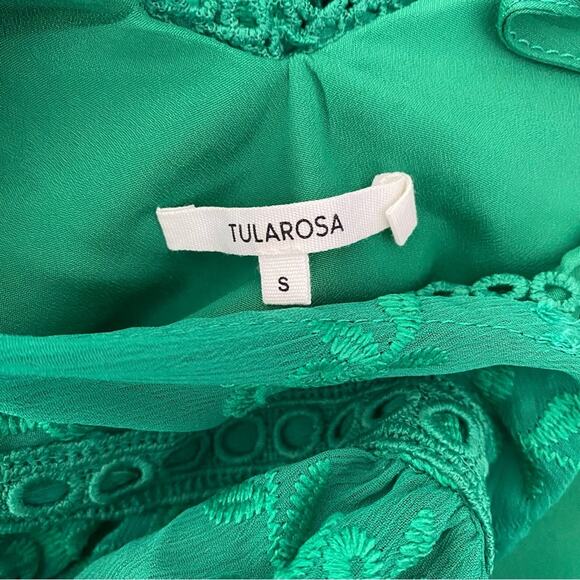 Tularosa A Line Above Green Eyelet Mini Ruffle Dress size small - Picture 9 of 9